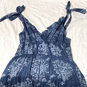 Summer blue dress white flower print